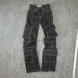 Love Trends Black Contrast Stitch Multi Pocket Cargo Pants Streetwear Size 0